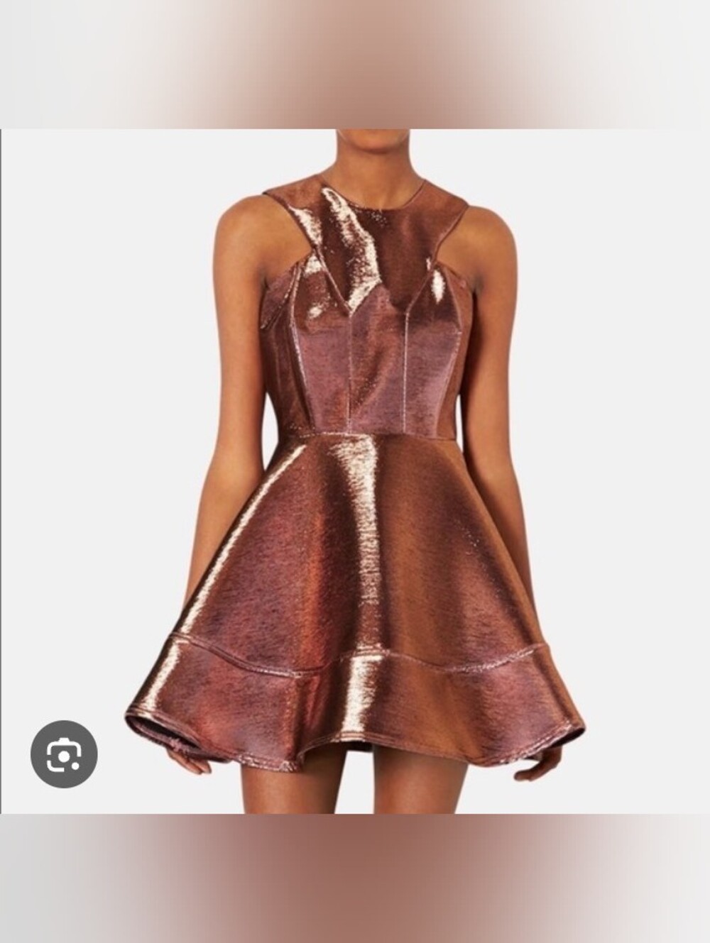 Topshop Metallic Copper Fit-and-Flare Mini Dress